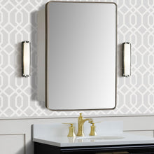 Load image into Gallery viewer, Bellaterra 28 in Rectangular Metal Frame Mirror with Medicine Cabinet in Silver front