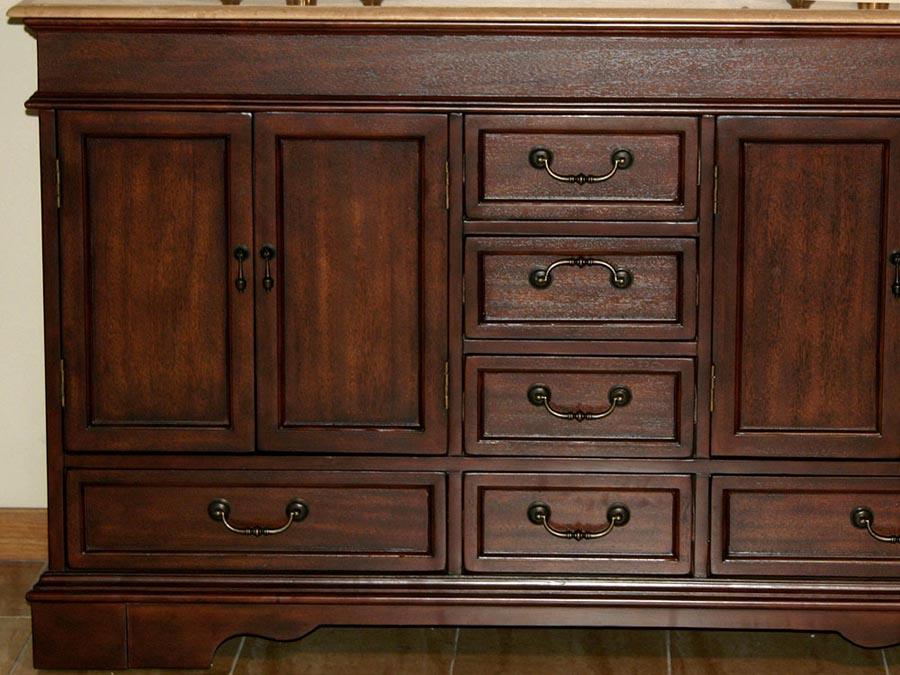 Silkroad Exclusive Elegant 60" Red Chestnut Travertine Double Sink Vanity - HYP-0715-T-UIC-60