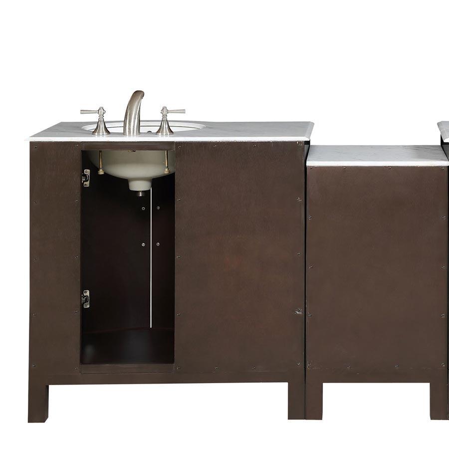 Silkroad Exclusive 53.5-inch Carrara White Marble Top Single Sink Bathroom Vanity - HYP-0912-WM-UWC-54, Right sink, back
