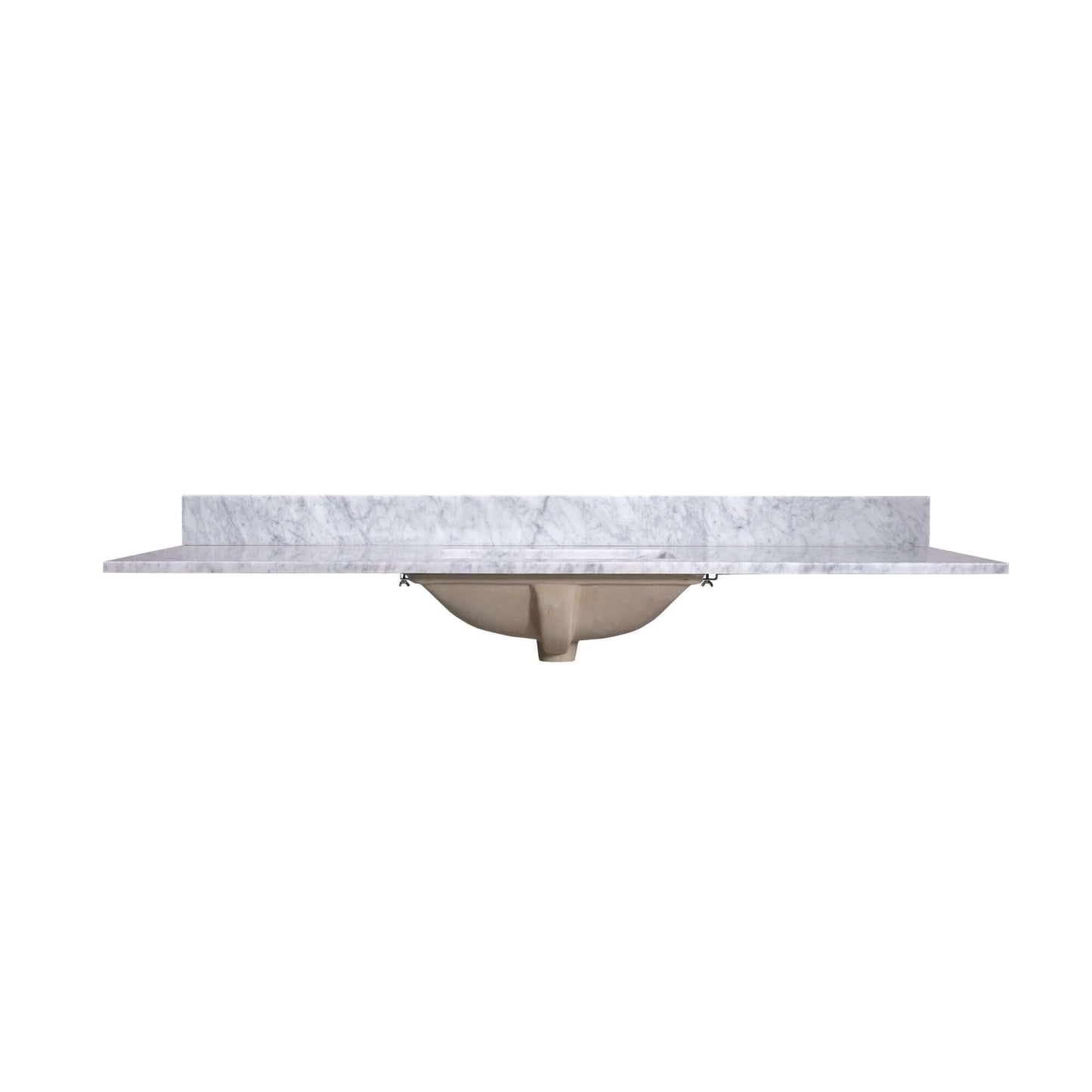 60" Rectangular Ceramic Sink on Carrara Marble Vanity Top - T60C04