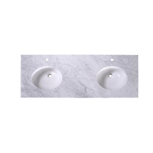 60-Inch Dual Sink Marble Vanity - Single Faucet Elegance  T60D06