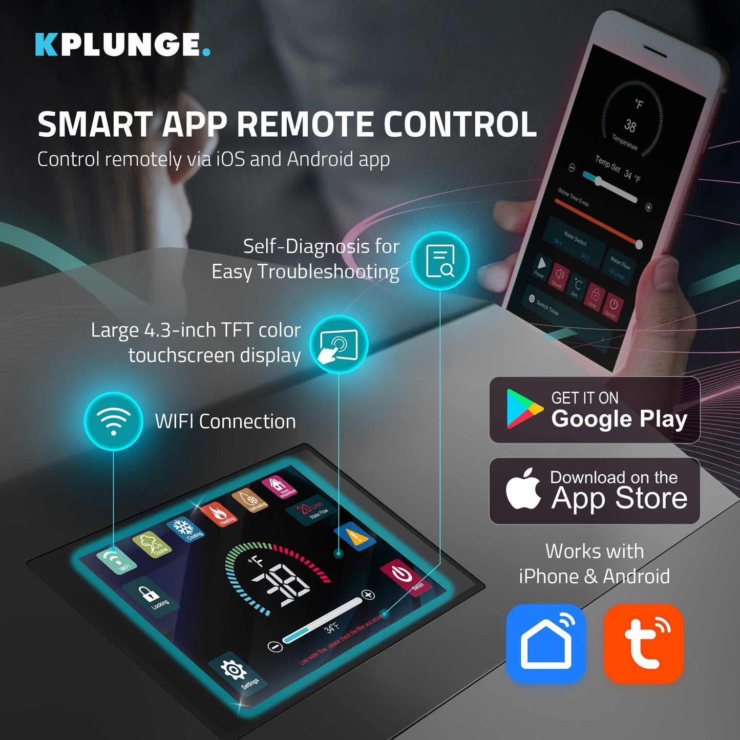 Gale ¾ HP Cold Plunge Chiller and Heater in Black with 38°F–104°F Cooling & Heating, WiFi App Control, and Filter