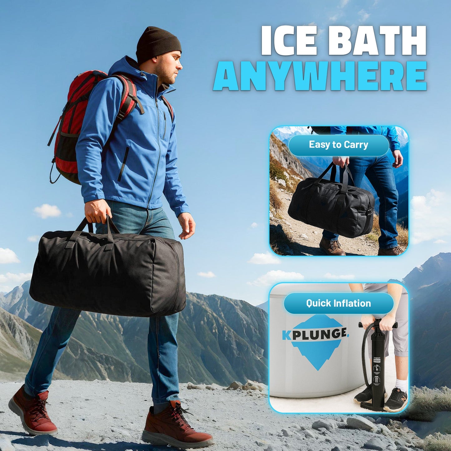 Arctic Fox 39" 1-Person Inflatable Cold Plunge & Hot Tub with 1 HP Chiller and Heater in Gray