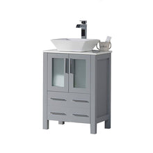 Load image into Gallery viewer, Blossom Sydney 30 Inch Vanity Base in White / Espresso / Metal Grey. Available with Ceramic Sink / Ceramic Sink + Mirror / Ceramic Vessel Sink / Ceramic Vessel Sink + Mirror - The Bath Vanities
