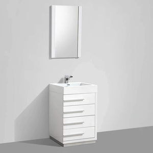 Blossom Barcelona 24 Inch Vanity Base in White / Dark Oak. Available with Acrylic Sink / Acrylic Sink + Mirror - The Bath Vanities