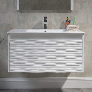 Blossom Paris 36 Inch Vanity Base in White. Available with Ceramic Sink / Ceramic Sink + Mirror - The Bath Vanities