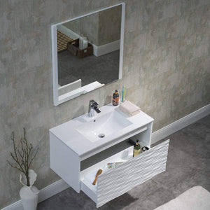 Blossom Paris 36 Inch Vanity Base in White. Available with Ceramic Sink / Ceramic Sink + Mirror - The Bath Vanities