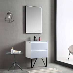 Blossom Jena 24 Inch Vanity Base in Calacatta White / Light Grey. Available with Ceramic Sink / Acrylic Sink - The Bath Vanities