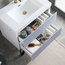 Load image into Gallery viewer, Blossom Jena 30 Inch Vanity Base in Calacatta White / Light Grey. Available with Ceramic Sink / Acrylic Sink - The Bath Vanities
