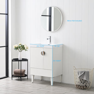 Compact Freestanding Blossom Oslo Vanity for Small Bathroom, 24", White