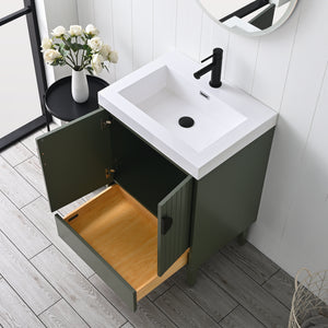 Compact Freestanding Blossom Oslo Vanity for Small Bathroom, 24", Green open