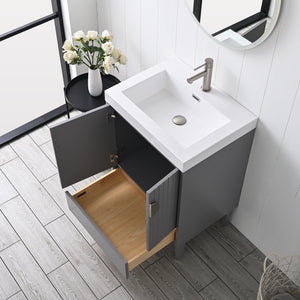 Compact Freestanding Blossom Oslo Vanity for Small Bathroom, 24", Gray open