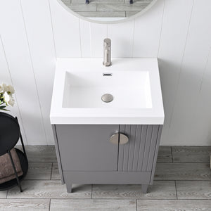 Compact Freestanding Blossom Oslo Vanity for Small Bathroom, 24", Gray