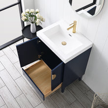 Load image into Gallery viewer, Compact Freestanding Blossom Oslo Vanity for Small Bathroom, 24&quot;, Blue open