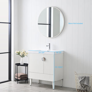 Compact Freestanding Blossom Oslo Vanity for Small Bathroom, 30", White 
