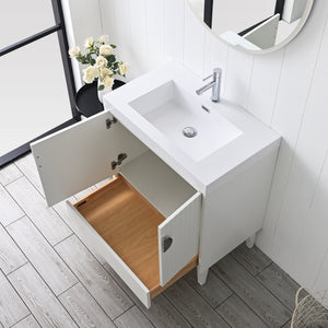 Compact Freestanding Blossom Oslo Vanity for Small Bathroom, 30", White  open