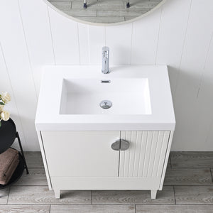 Compact Freestanding Blossom Oslo Vanity for Small Bathroom, 30", White 