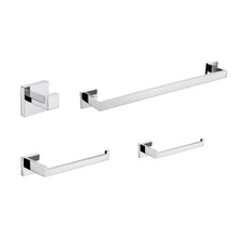 Load image into Gallery viewer, Lexora Bagno Lucido 4 pieces Chrom set Robe Hook, Towel Holder, Toilet Paper Holder, 24&quot; Towel Bar - The Bath Vanities