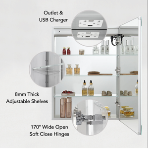 Blossom Pillar LED Medicine Cabinet w/ Defogger 3 Sizes Available