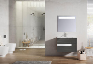 Lucena Bath Vision 24" Contemporary Wood single sink Vanity in White & White handle / Abedul & Tortora / Canela & Black / White & Black / White & Grey / Grey & White - The Bath Vanities