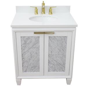 Bellaterra 31" Wood Single Vanity w/ Counter Top and Sink 400990-31-WH-WEO