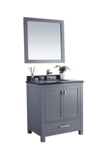 Load image into Gallery viewer, Wilson 313ANG-30G-BW Grey Bath Vanity, Black Marble Top, 30&quot; side