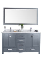 Load image into Gallery viewer, Laviva Wilson 313ANG-60G-WC, 60&quot; Grey Double Sink Bathroom Vanity Set White Carrara Marble Top