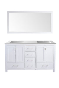 Laviva Wilson 313ANG-60W-MW, 60" White Double Sink Bathroom Vanity Set Matte White Top