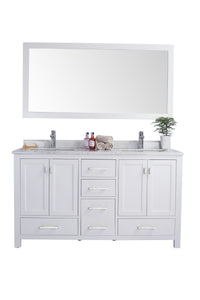 Laviva Wilson 313ANG-60W-WC, 60" White Double Sink Bathroom Vanity Set White Carrara Top