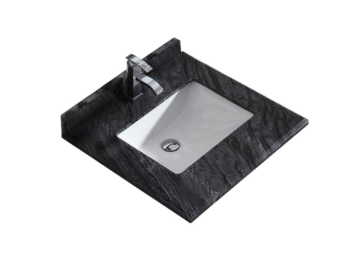 Laviva Forever Black Wood Marble Countertop, Sink, 24
