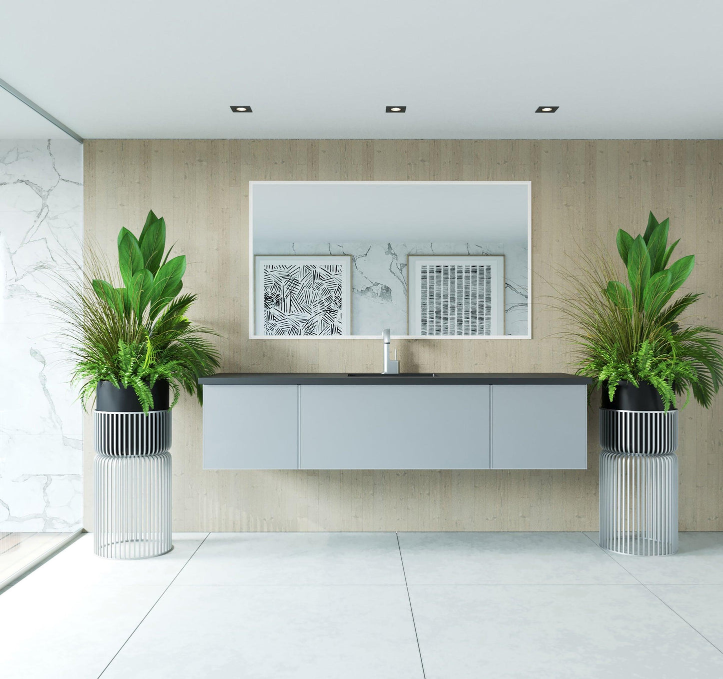 Vitri 313VTR-FG Cloud White Single Sink Bath Cabinet 60"/66"/72"