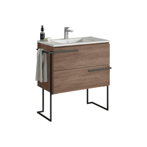 Lucena Bath Scala 32" Single Sink Vanity with Legs and Towel Bar in Abedul, White or Tera. - The Bath Vanities