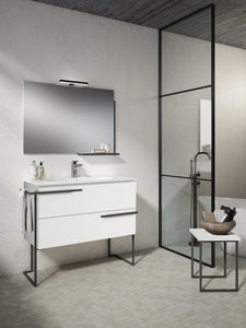 Lucena Bath Scala 24" Single Sink Vanity with Legs and Towel Bar in Abedul, White or Tera. - The Bath Vanities