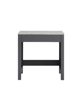 Jacques 30" Make-Up Table, White Carrara Marble Top in White/Distressed Grey/Dark Grey/Navy Blue