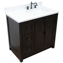 Load image into Gallery viewer, Bellaterra Shlomo - to Split Brown Ash 37&quot; Single Vanity w/ Counter Top and Right Sink-Right Doors 400100-37R-BA-WER