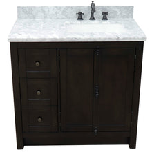 Load image into Gallery viewer, Bellaterra Shlomo - to Split Brown Ash 37&quot; Single Vanity w/ Counter Top and Right Sink-Right Doors 400100-37R-BA-WMR