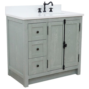 Bellaterra Gray Ash 37" Single Vanity w/ Counter Top and Right Sink - Right Doors 400100-37R-GYA-WEO