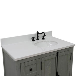 Bellaterra Gray Ash 37" Single Vanity w/ Counter Top and Right Sink - Right Doors 400100-37R-GYA-WEO