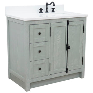 Bellaterra Gray Ash 37" Single Vanity w/ Counter Top and Right Sink - Right Doors 400100-37R-GYA-WER