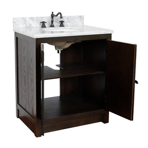 Bellaterra 400100-BA-WMO 31" Wood Single Vanity w/ Counter Top and Sink (Brown Ash)