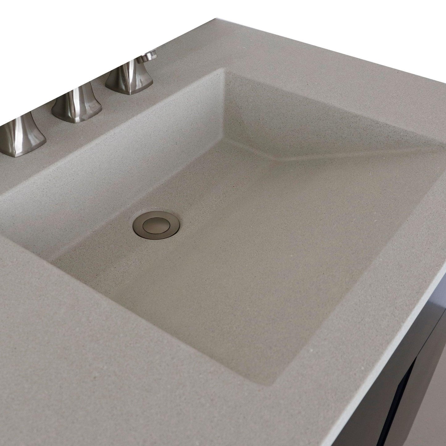 Bellaterra 400200-CTWH 31" Single Vanity in Silvery Brown Finish with Counter Top and Rectangle Sink White Concrete