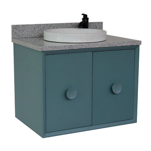 Bellaterra 400400-CAB-AB-GYRD 31" Single Wall Mount w/ Counter Top and Sink (Aqua Blue)