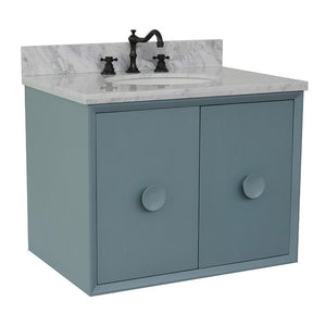 Bellaterra 400400-CAB-AB-WMO 31" Single Wall Mount w/ Counter Top and Sink (Aqua Blue)