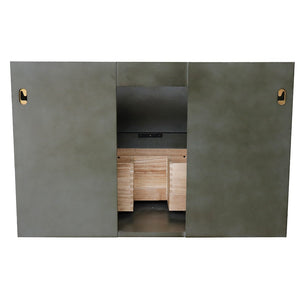 Bellaterra 400502-CAB-LY 36" Single Wall Mount Vanity in Linen Gray Finish - Cabinet Only, Backside