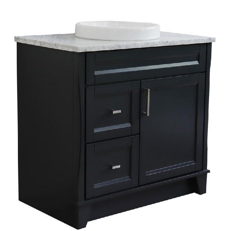 Bellaterra Gray 37" Single Sink Vanity, Center Sink- Right Drawers 400700-37R-DG Round