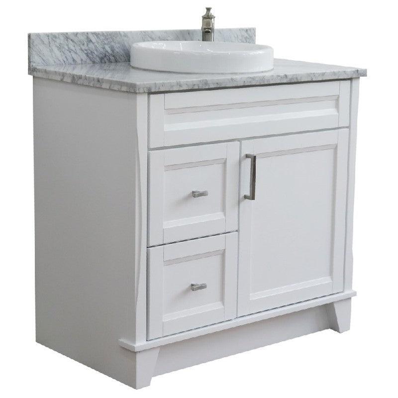 Bellaterra White 37" Single Vanity Center Sink/Left Door 400700-37L-WH Round