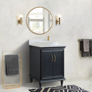 Bellaterra Forli 25" Wood Dark Gray Single Vanity, White Quartz Counter Top, round Sink 400800-25-DG-WERD