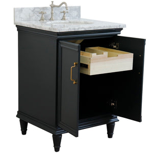 Bellaterra Forli 25" Wood Dark Gray Single Vanity,  White Cararra Marble Counter Top, Sink 400800-25-DG-WM