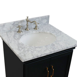 Bellaterra Forli 25" Wood Dark Gray Single Vanity,  White Cararra Marble Counter Top, Sink 400800-25-DG-WM
