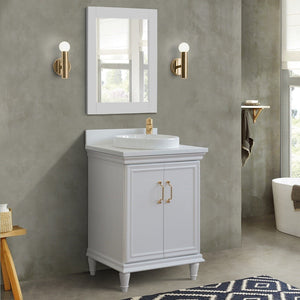 Bellaterra Forli 25" Wood White Single Vanity, White Quartz Counter Top, Round Sink 400800-25-WH-WERD